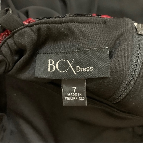 BCX Black & Red Velvet Chiffon Sweetheart Dress Size 7 - Picture 10 of 10